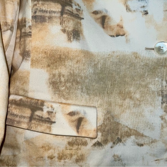 Louis Feraud Beige Abstract Blazer Size 8 - Picture 5 of 7